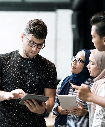 People looking at screen