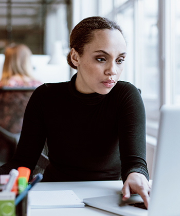 person looking at computer