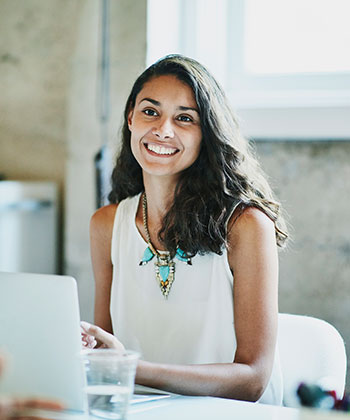 woman working on laptop
