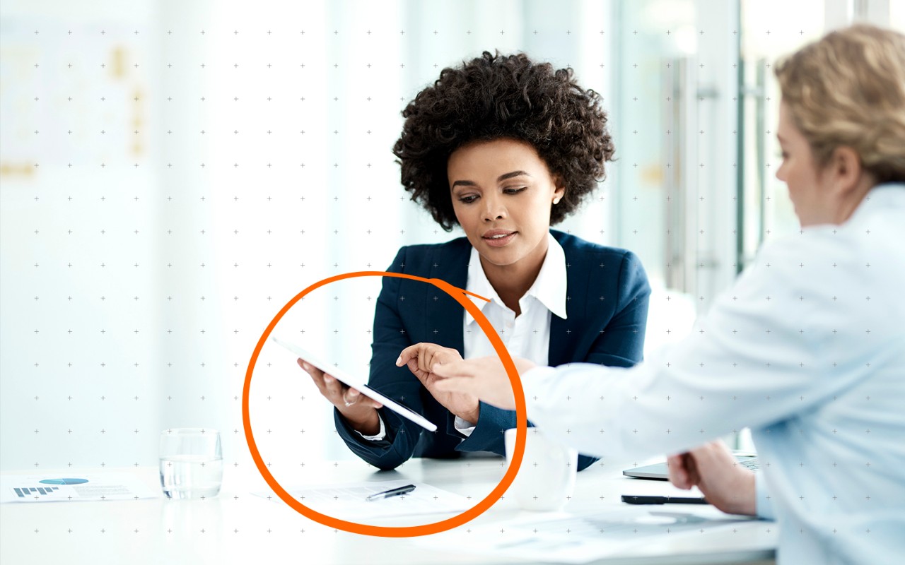 person looking at tablet