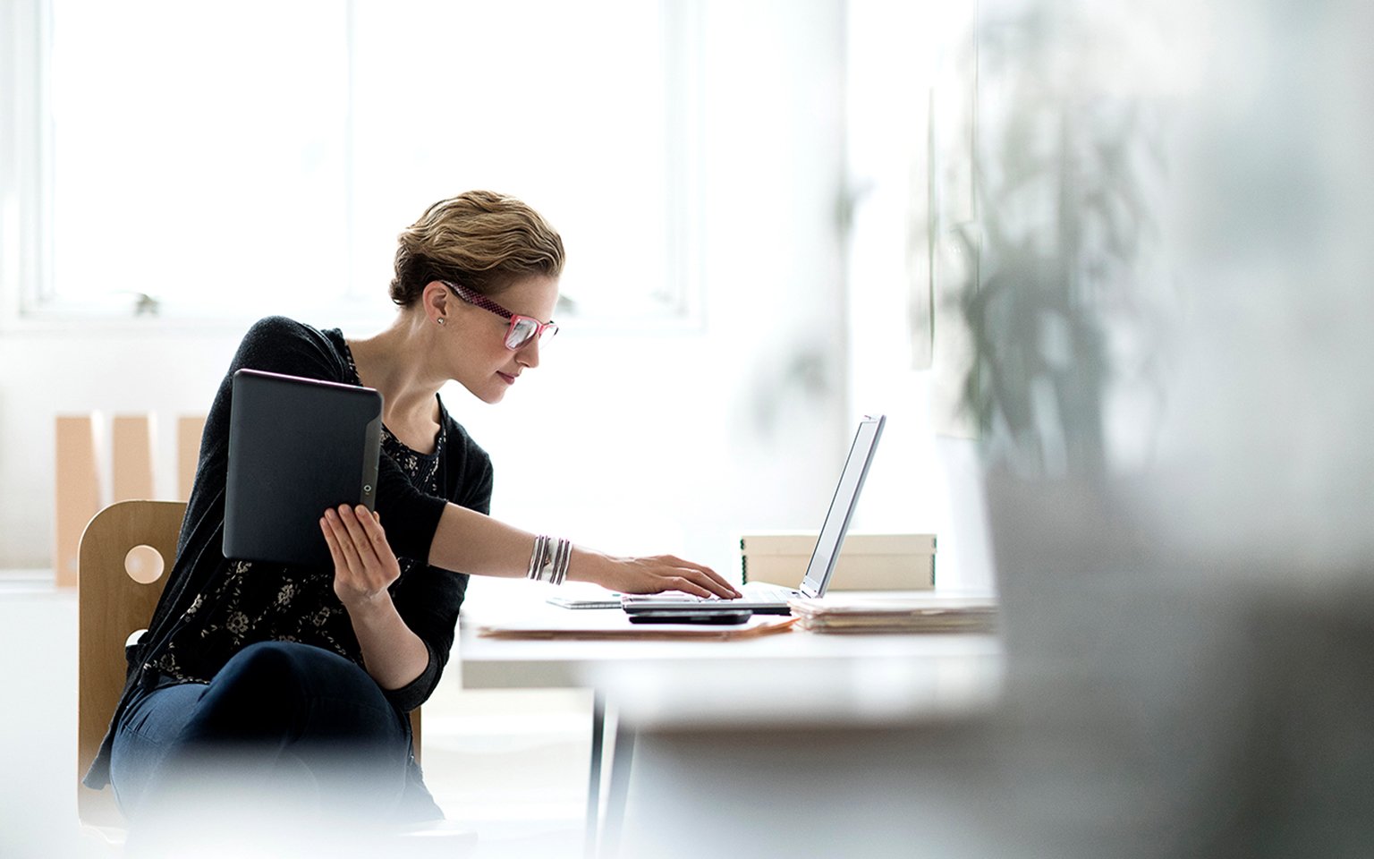 woman working with a laptop