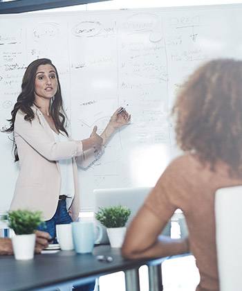 Provide a basis for sharing information businesswoman presenting in a meeting