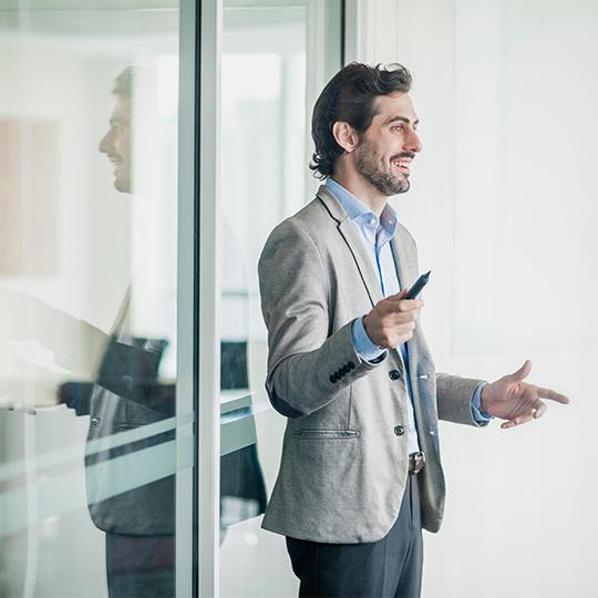 A professional service demands professional documents man giving a speech